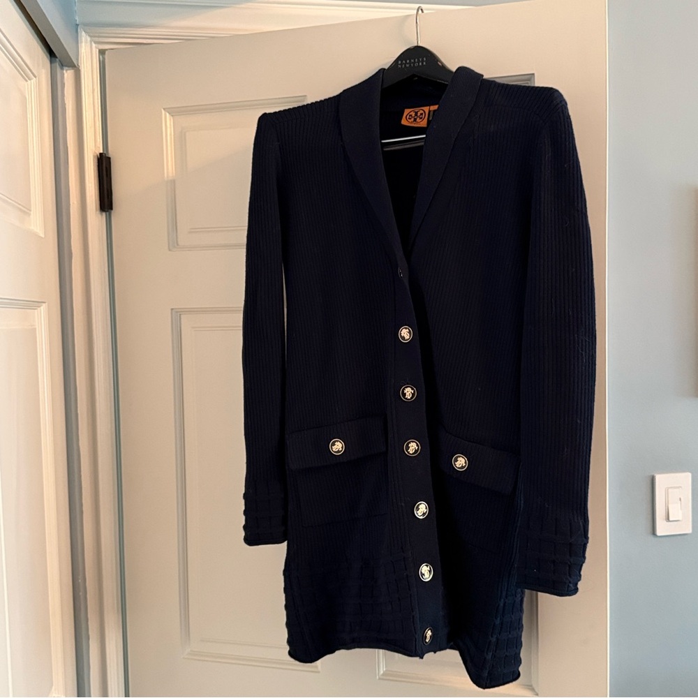 Tory Birch Navy Blue Button-Up Women's Cardigan - Large